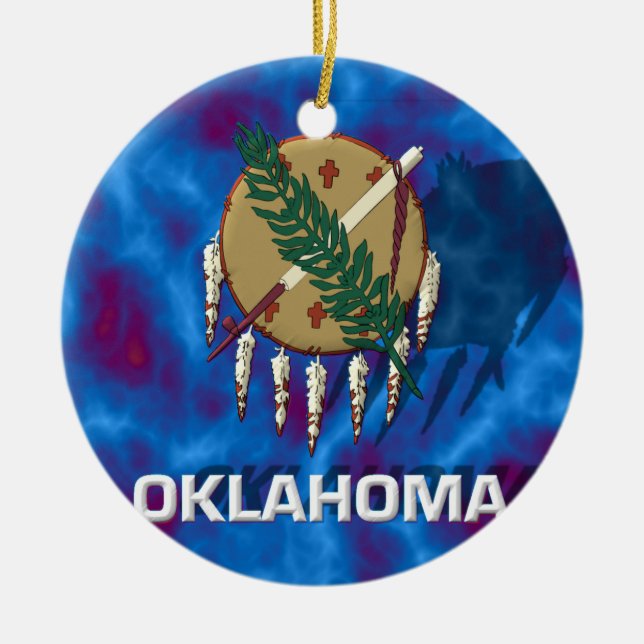 Oklahoma-Staats-Flagge Keramik Ornament (Vorne)