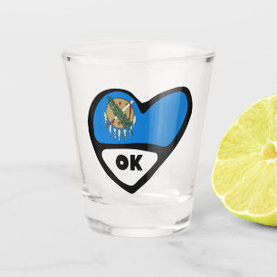Oklahoma Staatsflagge im Herzen, OK-Shotglas Schnapsglas