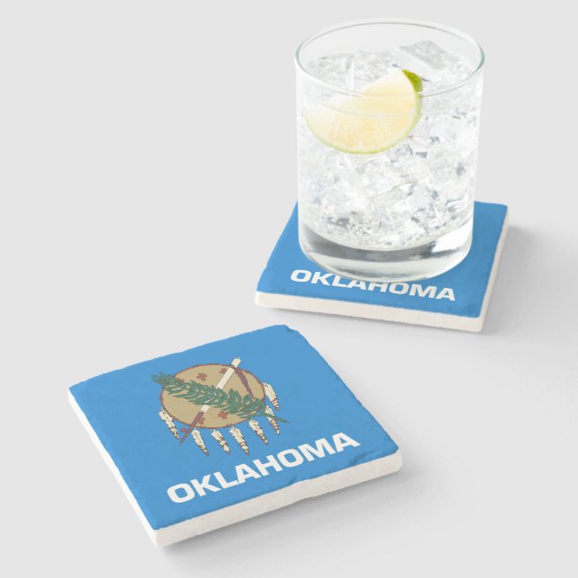 Oklahoma Staatsflagge Steinuntersetzer (Seitenansicht)