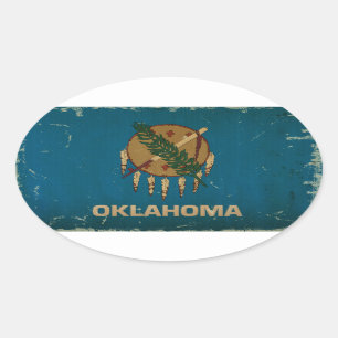 Oklahoma Staatsflagge VINTAGE.png Ovaler Aufkleber
