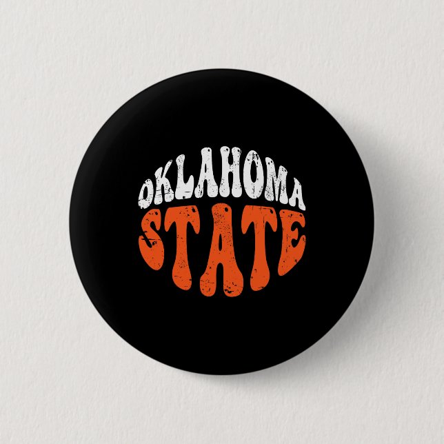 Oklahoma State Tee.retro Vintage Distressed Design Button (Vorderseite)