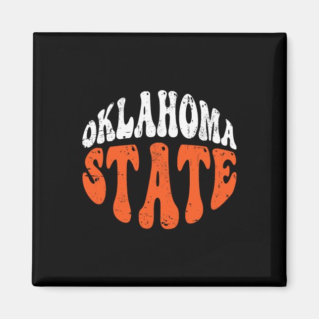 Oklahoma State Tee.retro Vintage Distressed Design Magnet (Vorne)