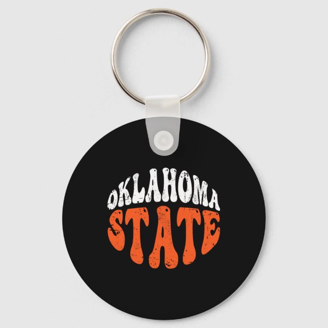 Oklahoma State Tee.retro Vintage Distressed Design Schlüsselanhänger (Vorderseite)