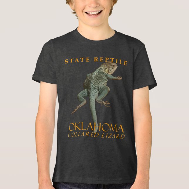 Oklahoma Territorium Reptile the Collared Lizard Tri-Blend Shirt (Vorderseite)