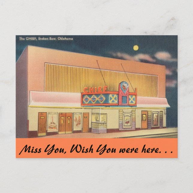 Oklahoma, The Chief Theater, Broken Bow Postkarte (Vorderseite)