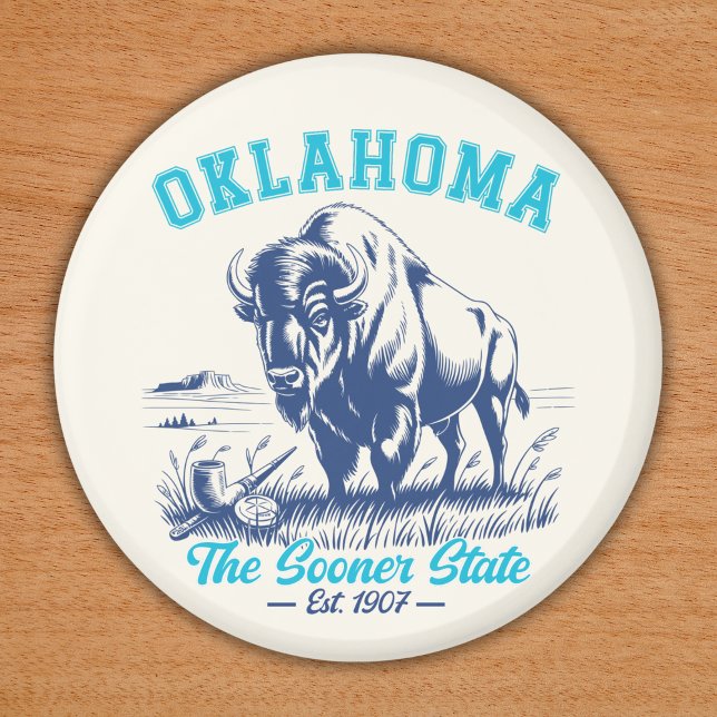 Oklahoma The Sooner State - Bison Art Design Magnet (Von Creator hochgeladen)
