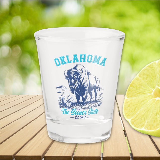 Oklahoma The Sooner State Vintage Bison Schnapsglas (Von Creator hochgeladen)