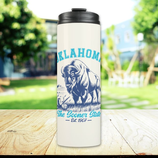 Oklahoma The Sooner State Vintage Bison Thermosbecher (Von Creator hochgeladen)