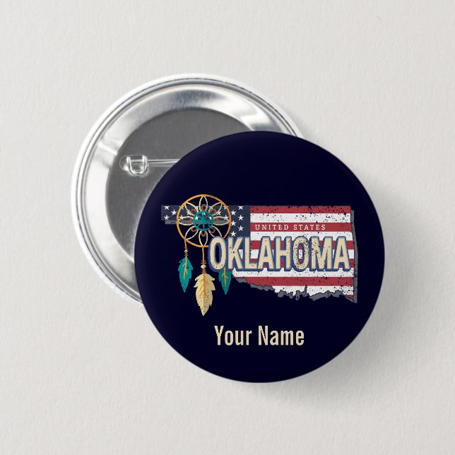 Oklahoma United Staaten Retro Map Vintag USA Button (Vorne & Hinten)