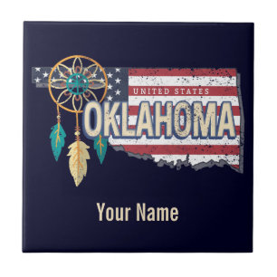 Oklahoma United Staaten Retro Map Vintag USA Fliese