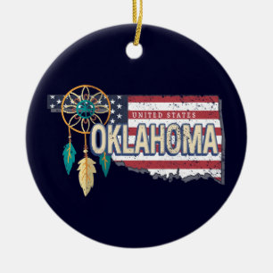 Oklahoma United Staaten Retro Map Vintag USA Keramik Ornament
