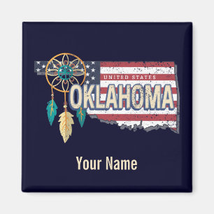 Oklahoma United Staaten Retro Map Vintag USA Magnet