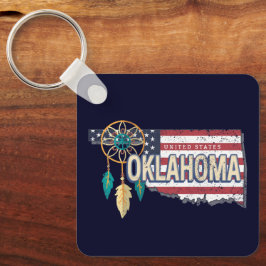 Oklahoma United Staaten Retro Map Vintag USA Schlüsselanhänger