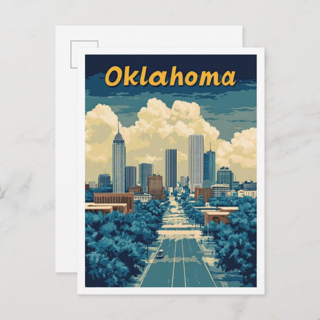 Oklahoma United Staaten Vintage Travel Illustratio Postkarte (Vorne/Hinten)