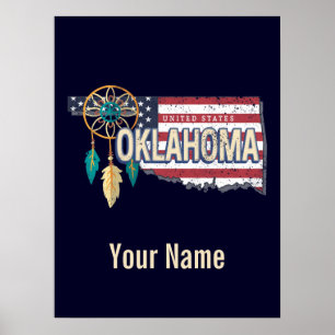 Oklahoma Vereinigte Staaten Retro-Karte Vintage US Poster