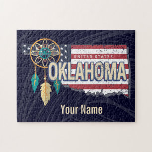 Oklahoma Vereinigte Staaten Retro-Karte Vintage US Puzzle