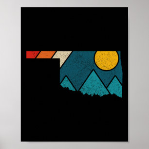 Oklahoma Vintager Staat Karte Berge Wandertour Pri Poster