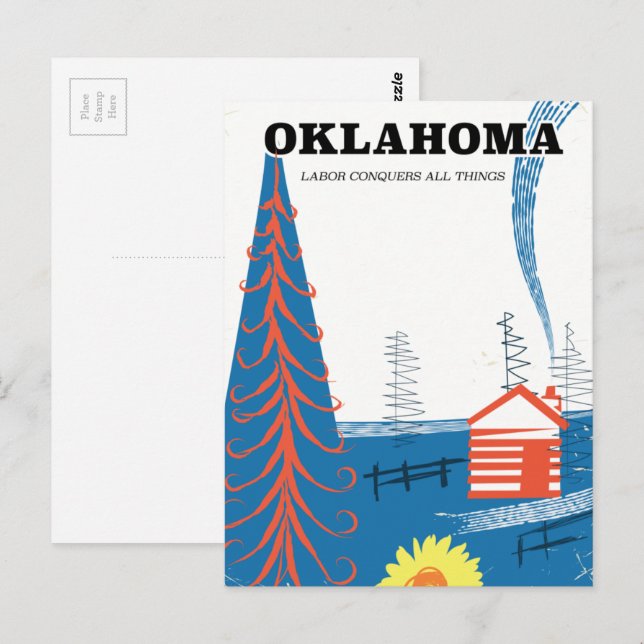 Oklahoma Vintages Reiseplakat. Postkarte (Vorne/Hinten)