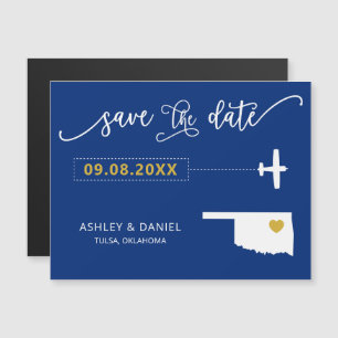 Oklahoma Wedding Save the Date Card, Map Magneteinladung
