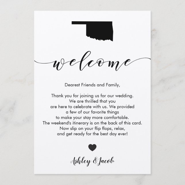 Oklahoma Wedding Welcome Letter & Itinerary Card Programm (Vorderseite)