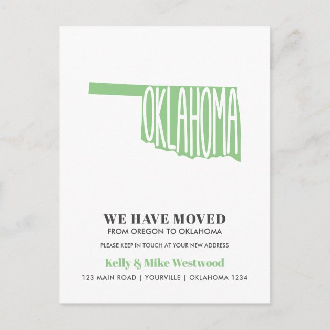 OKLAHOMA Wir haben neue Adresse Neue Zuhause Postk Postkarte (Vorderseite)