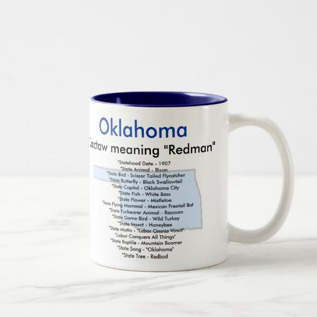 Oklahomasymbole u. -karte zweifarbige tasse (Rechts)