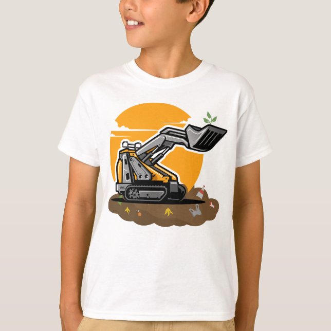 Öko bagger Grünpflanzen in Müllbeseitigung T-Shirt (Vorderseite)