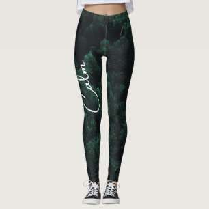 Öko-Chic Grüne Minimalistische Naturbeläge Leggings