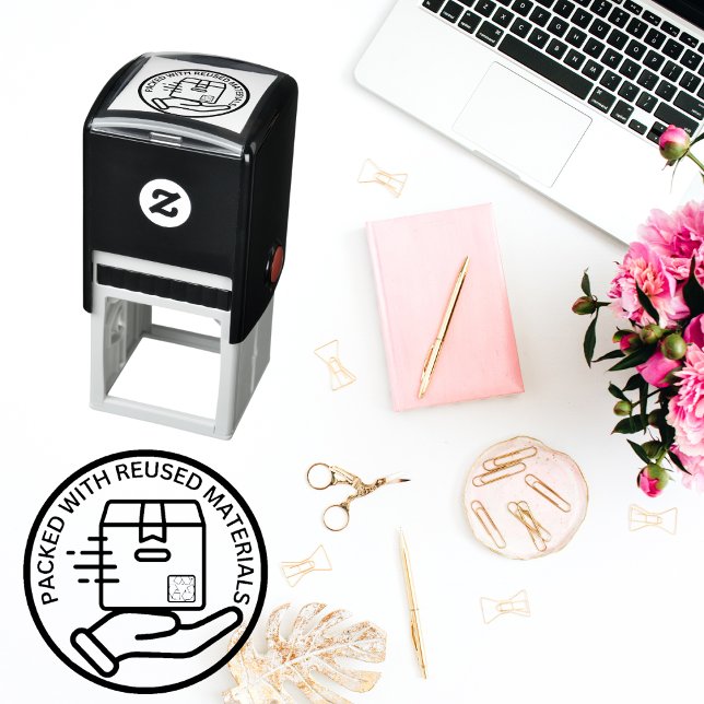 Öko-freundlich verpackt mit REUSED-MATERIAL Permastempel (Von Creator hochgeladen)