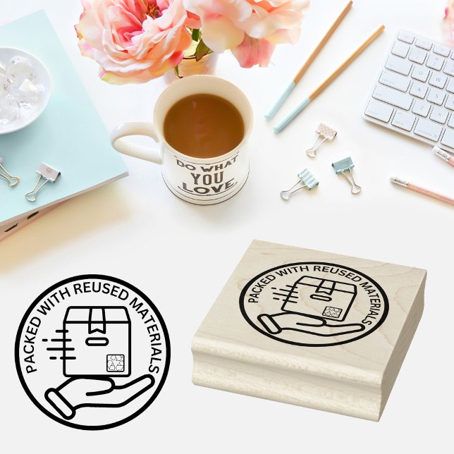 ÖKO-freundlich verpackt mit REUSED-MATERIALIEN Gummistempel (Von Creator hochgeladen)