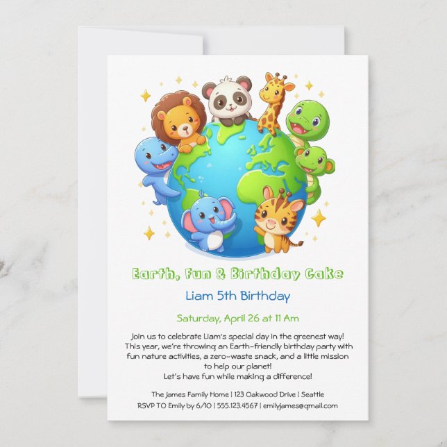Öko-freundliche Einladung zum Geburtstag (Vorderseite)