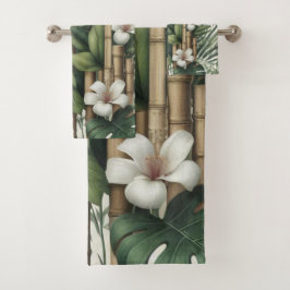 Öko-freundliche Gärten und Gebäude im Einklang Badhandtuch Set