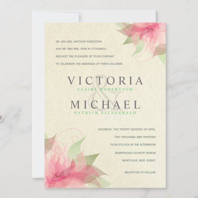 Öko freundlicher formeller Ecru Hochzeitsempfang Einladung (Vorderseite)