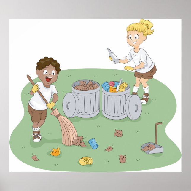 Öko Friendly Kids Cleaning Campingplatz Recycelnd Poster (Vorne)