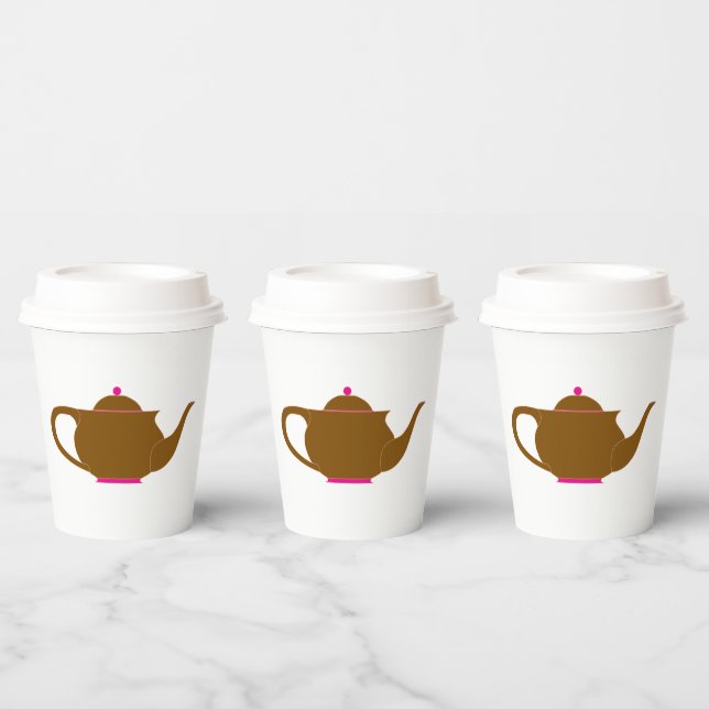 Öko Friendly Tea Cups — Charming Teapot Design Pappbecher (Multi)