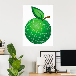 Öko Globe Frucht Grüne Erde Leaf Sphere Poster