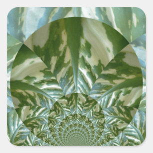 Öko Green Camouflage Kaleidoskop Art Print Design Quadratischer Aufkleber
