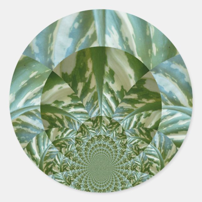 Öko Green Camouflage Kaleidoskop Art Print Design Runder Aufkleber (Vorderseite)