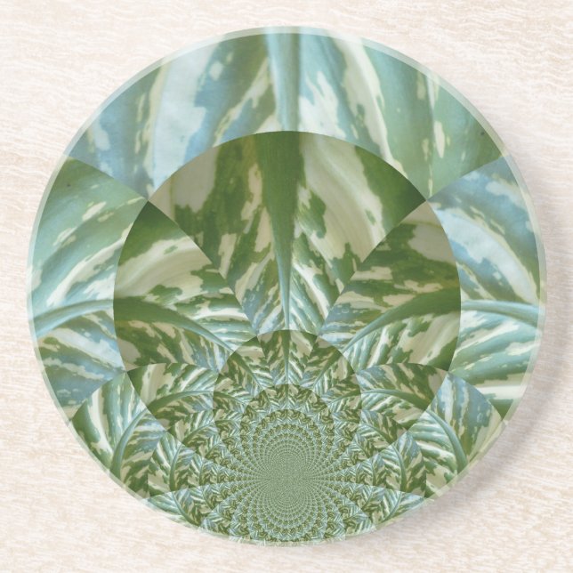 Öko Green Camouflage Kaleidoskop Art Print Design Sandstein Untersetzer (Vorne)