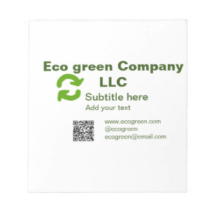 Öko green Firmenname q r Code Website E-Mail-Adres Notizblock