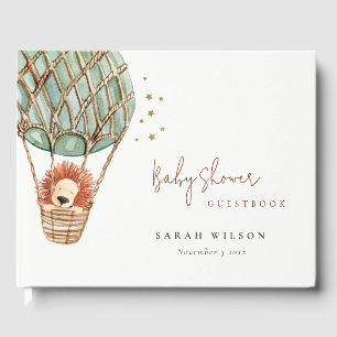 Öko Green Hot Air Ballon Löwe Magical Baby Dusche Gästebuch