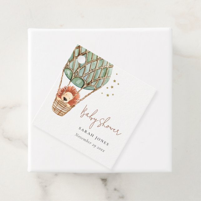 Öko Green Hot Air Ballon Löwe Magical Baby Dusche Geschenkanhänger (Beispiel)