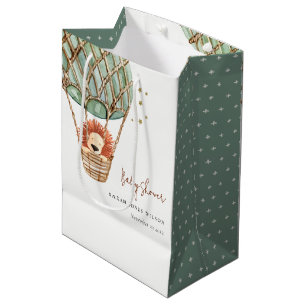 Öko Green Hot Air Ballon Löwe Magical Baby Dusche Mittlere Geschenktüte