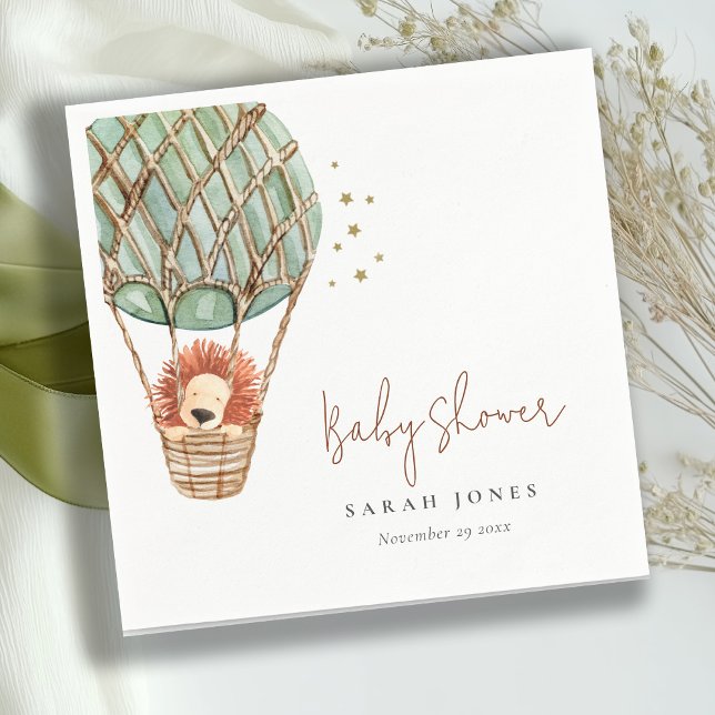 Öko Green Hot Air Ballon Löwe Magical Baby Dusche Serviette (Von Creator hochgeladen)