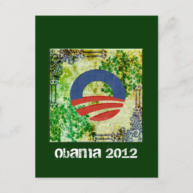 Öko Grunge Obama 2012 Wiederwahl-Design Postkarte (Vorderseite)