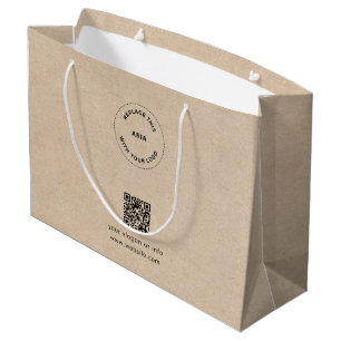 Öko Kraft Custom Logo & QR Geschenktasche für Unte Große Geschenktüte