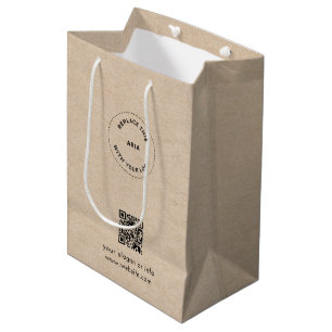 Öko Kraft Custom Logo & QR Geschenktasche für Unte Mittlere Geschenktüte