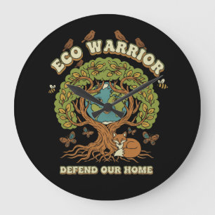 Öko-Krieger Retro-Natur-Baum & Tag der Erde Große Wanduhr