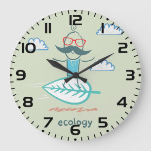 Öko-Surfer Nachhaltiges Leben Hipster Große Wanduhr