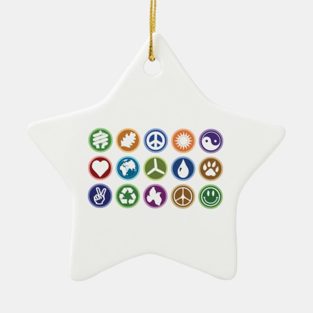 Öko-Symbole Keramik Ornament (Vorne)